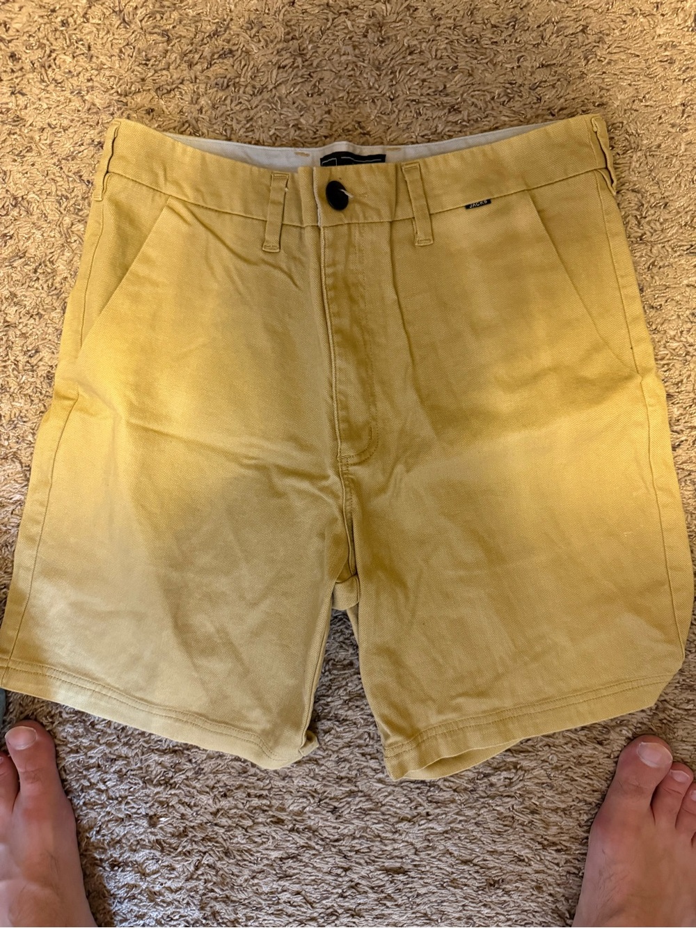 Men's Flat Front Cotton Shorts in Yellow